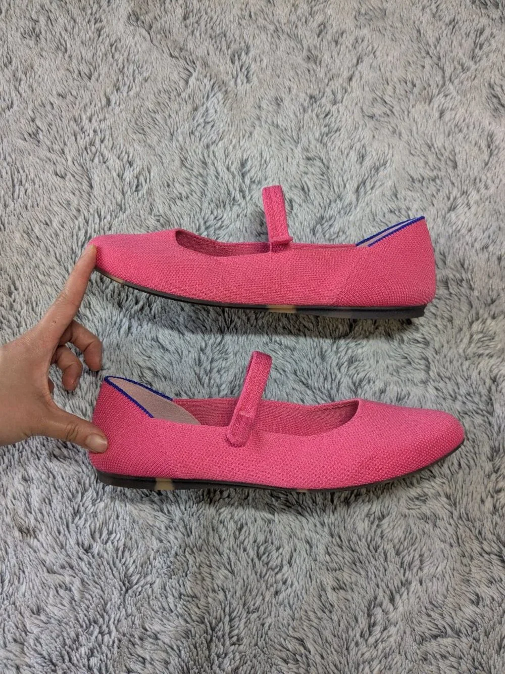 Rothy's Pink Mary Jane Square Flats Strap Size 7.5 dragonfruit